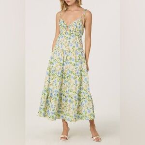 Astr the Label Floral Midi Dress in Blue and Green